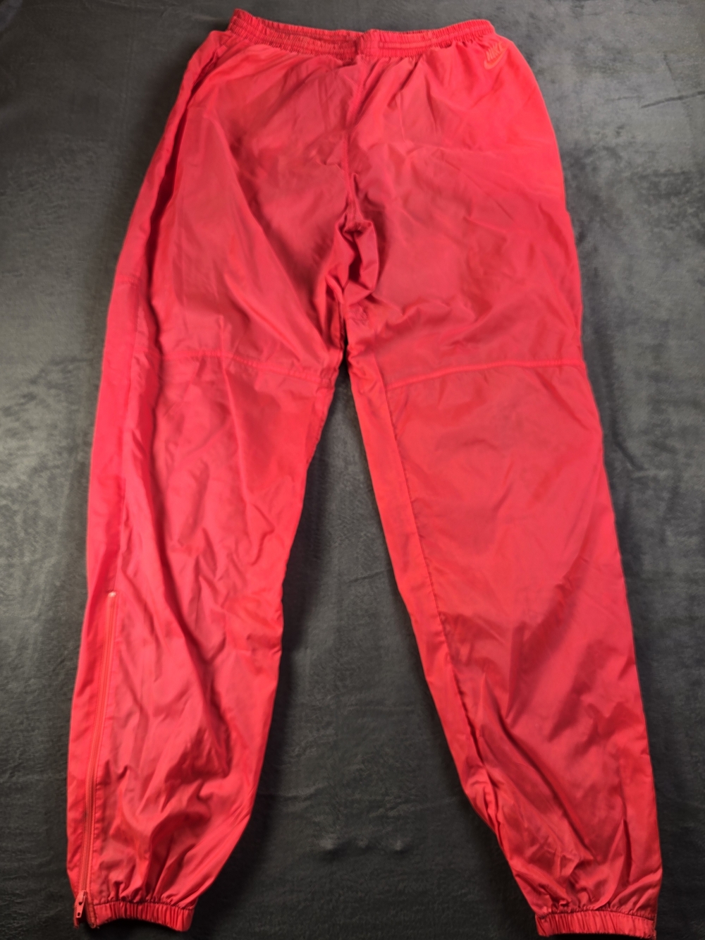Nike Men's Red 100% Nylon Track Pants XL Pull On Elastic Waist Ankle Zips